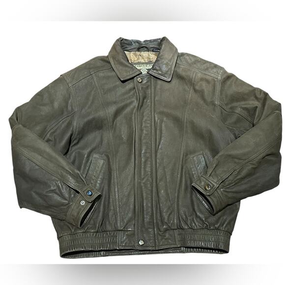 Members Only Brown Nubuck Leather Full Zip Jacket with Quilted Lining - Picture 1 of 9